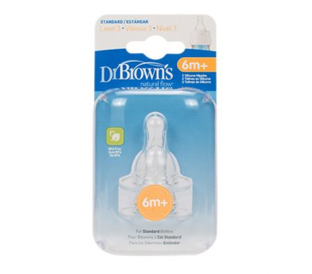 Dr Browns Pack 2 Tetinas Estandar AntiColic N3 6M+