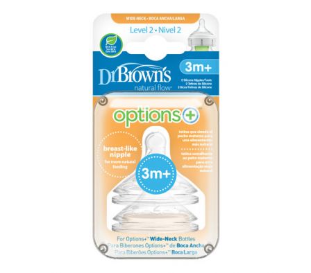 Dr Browns Pack 2 Tetinas Boca Ancha N2 3M+