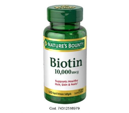 Natures Bounty Biotin 10,000mcg 120 Cápsulas