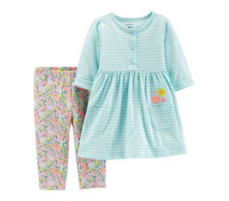 Carters Conjunto Vestido + Calza Floreada 9M