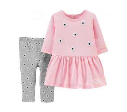 Carters Pack Vestido+Leggins Flores 9M