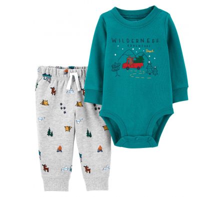 Carters Pantalon + Body Celeste 6M