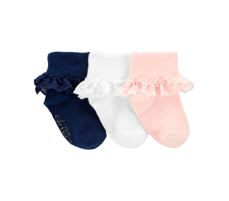 Carters Pack 3 Medias Con Encaje 0/3m