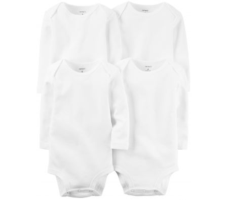 Carters Pack 4 Body MangaLarga Blanco 18M