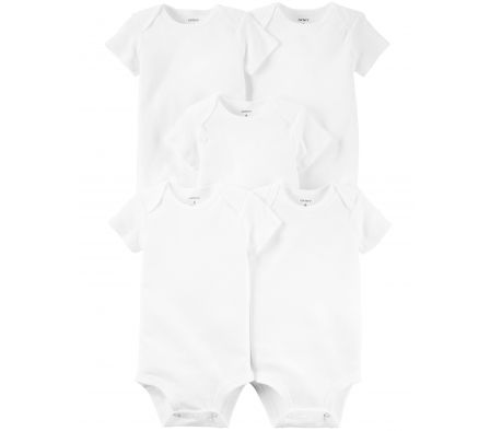 Carters Pack 5 Body Manga Corta Blanco NB