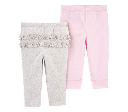 Carters Pack 2 Pantalones Gris-Rosa 12M