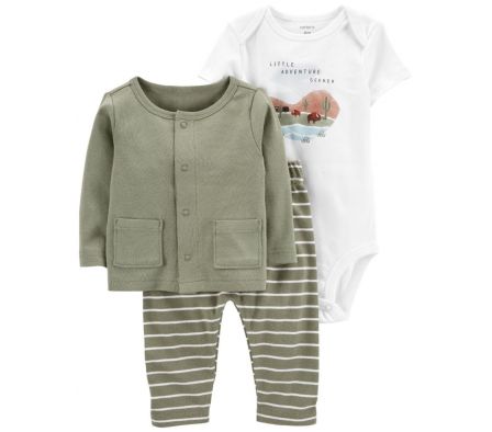 Carters Pack Pantalon Saco de Punto Body Verde 6M