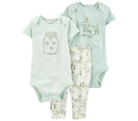Carters Pack 2 Bodys + Pantalon Bosque 18M