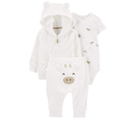 Carters Set Campera + Pantalon + Body Vaca 6M
