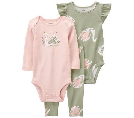 Carters Set Pantalon + Bodies Cisne 12M