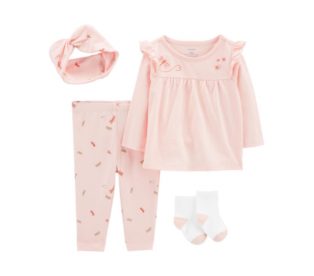 Carters Set Blusa, Calza, Medias y Cinta Niña 3M