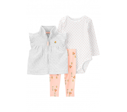 Carters Set Body, Chaleco y Calza Niña 3M