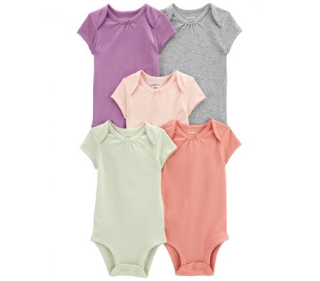 Carters Pack 5 Bodys MangaCorta Colores 12M