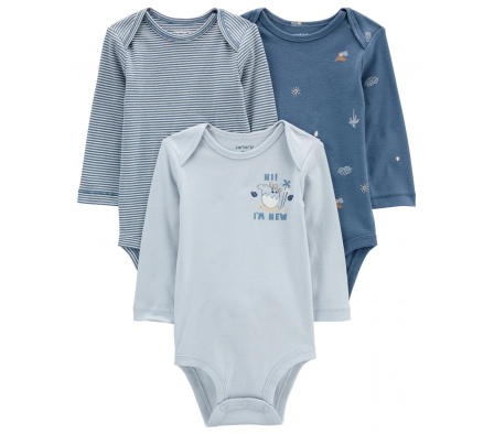 Carters Pack 3 Bodys Azules 12M