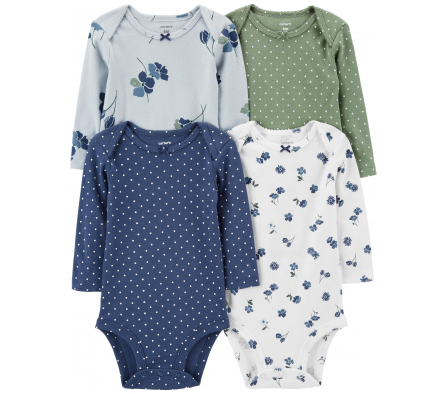 Carters Pack 4 Bodys Mangas Largas Floral 9M