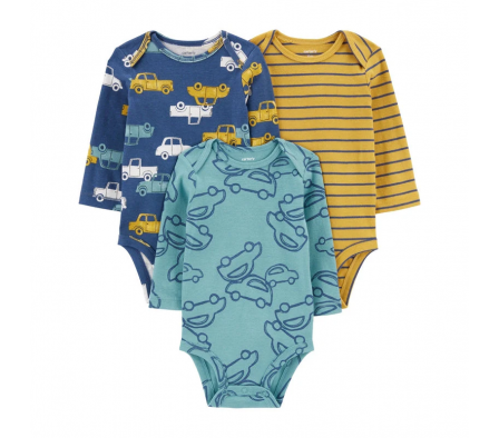 Carters Pack 3 Bodys MangasLargas a Rayas 3M