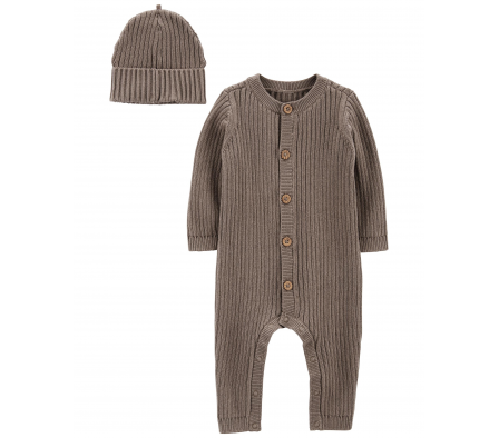 Carters Monito y Gorro Marrón Algodón Unisex NB