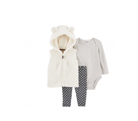 Carters Set Body, Chaleco y Calza Algodon Niña 6M