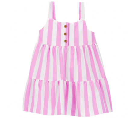 Carters Vestido SM Escalonado a Rayas Algodón 18M