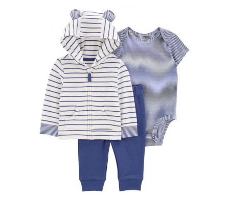 Carters Set Body, Campera y Pant Rayas Niño 6M