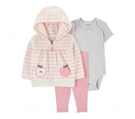Carters Set Body, Campera y Pant Manzana Niña 6M