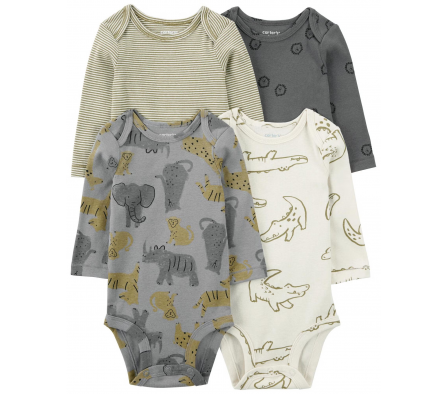 Carters Pack 4 Bodies Safari Niño 18M