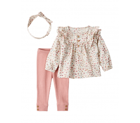 Carters Set Pantalon, Blusa y Vincha Floral 12M