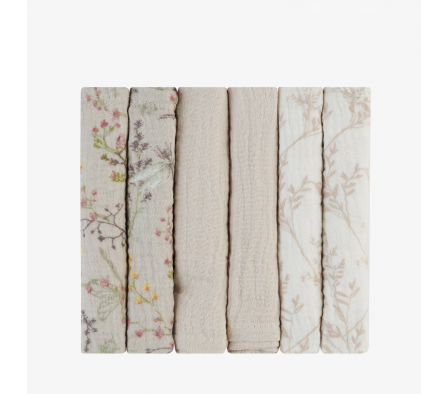 Kikkaboo Set Toallitas Muselina 30x30cm Beige 6pcs