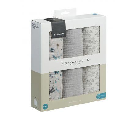 Kikkaboo Set de Muselinas 75x75cm Gris