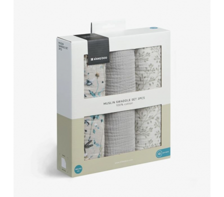 Kikkaboo Set de Muselinas 100x100cm Gris