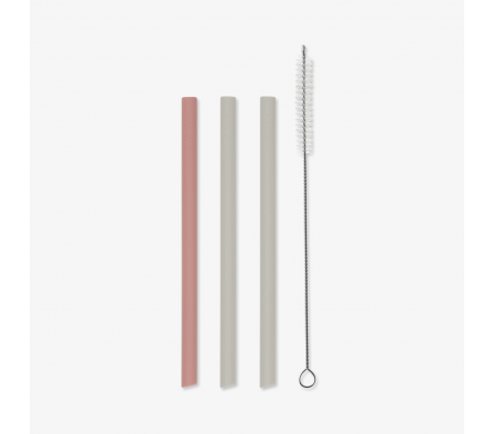 Kikkaboo Set 3 Pajitas Silicona Blush