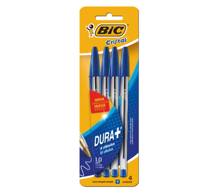 Bic Bolígrafo Cristal Azul x4