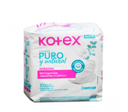 Kotex Toalla Higienica Puro y Natural 10 Unidades.