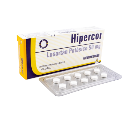 Hipercor Losartán Potásico 50 mg - Tira de 10 comp