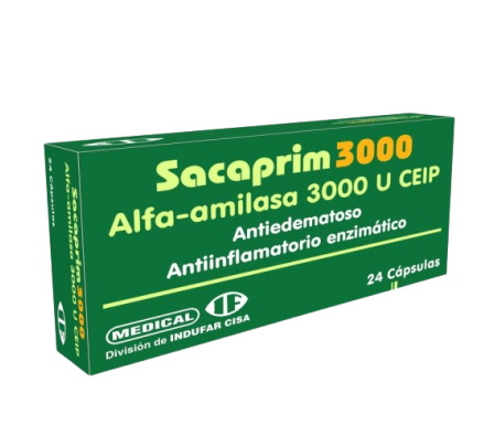 Sacaprim 3000 Alfa amilasa 24 Cápsulas.