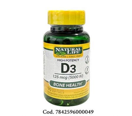 Natural Life Vitamina D3 5000UI 90 Cápsulas