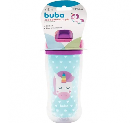 Buba Botella c/ Pajita Doble Pared Unicornio 320ml