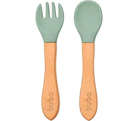 Buba Kit Utensilios De Silicona y Bambu Verde