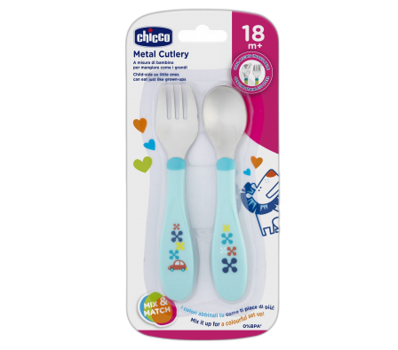 Chicco Cubierto Acero Inox 18m+ Azul 